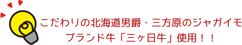 こだわりの北海道男爵・三方原のジャガイモ　ブランド牛「三ケ日牛」使用！！